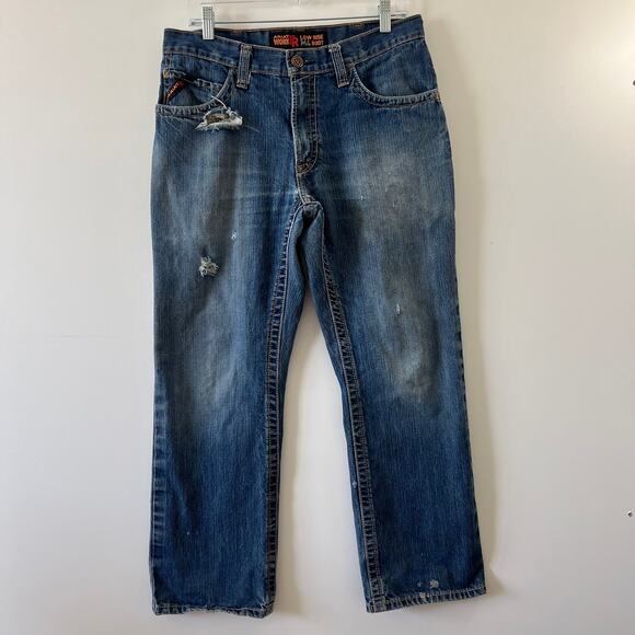 Ariat Work FR Low Rise Boot M4 Jeans Mens 32 x 30 Blue Denim Distressed